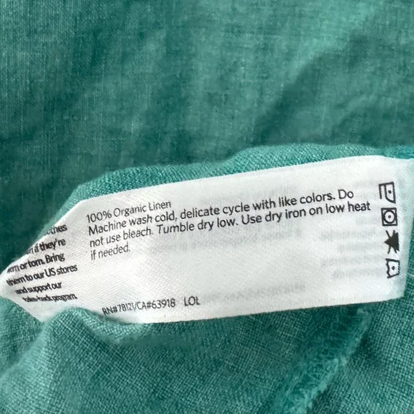 Eileen Fisher Delave Linen Top Large Green Boxy Relaxed Lagenlook Minimalist - Picture 11 of 12